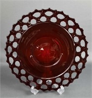 Ruby Red Basket Weave Plate Platter