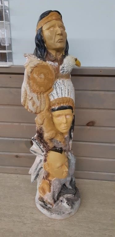 Native Ceramic Totem Pole 23in high