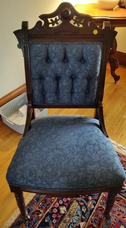 Wooden Carved & Upholstered Chair