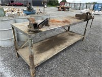 8Ft metal work bench with vice