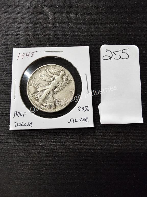 1945 walking liberty half dollar (display area)