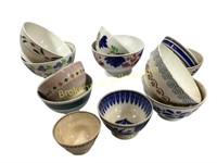 Twelve Ironstone and Pottery Bowls