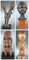 4 West African sculptures, 20th century.