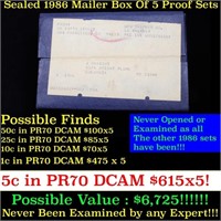 Original sealed box 5- 1986 United States Mint  Se
