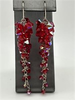 Sterling Silver Faceted Red AB Crystal Earrings