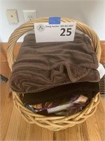 Wicker Laundry Basket & Blankets