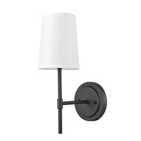 Clarissa 1-Light Matte Black Wall Sconce with Whit