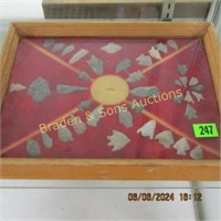 GROUP OF 38 NATIVE AMERICAN ARTIFACTS IN DISPLAY