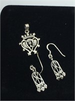 Sterling Silver Pendant and Earrings