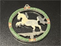Antique German Pewter Horse Ornament Pendant