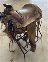 15 1/2" F. Eamor Ranch Roping Saddle w/ Breast Col