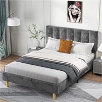 Akeacubo Queen Size Bed Frame With Upholstered