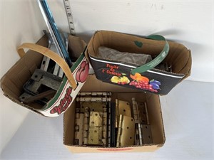 Box lot of hinges, brackets, misc