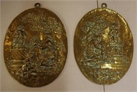 Pair of cast brass plaques