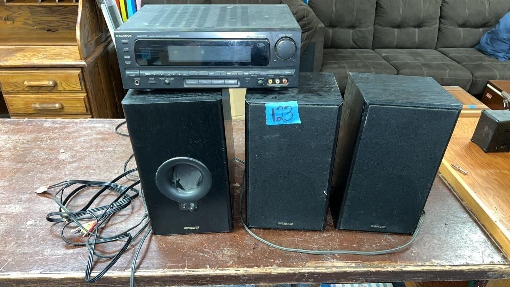 Speakers, subwoofer, Magnavox digital stereo A/V