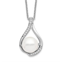 Sterling Silver FreshWater Pearl Crystal Necklace