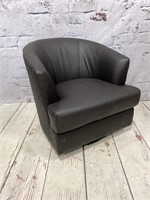 Abbyson Dark Brown Leather Swivel Chair
