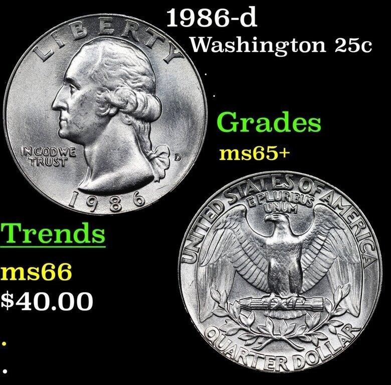 1986-d Washington Quarter 25c Grades GEM+ Unc