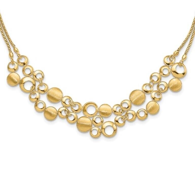 14k- Polished and Satin Circles Necklace