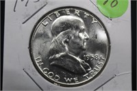 1958 Uncirculated Franklin Silver Half Dollar