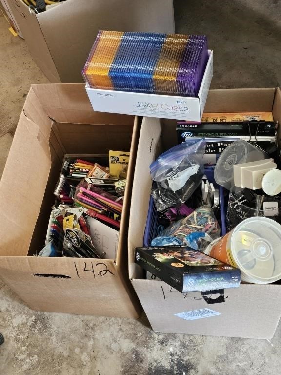 2-BOXES OF OFFICE SUPPLIES/CD'S & OTHER