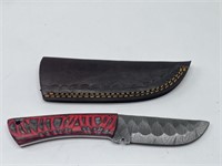 Full Tang Damascus Steel Knife w/ Leather Sheath