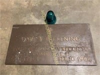 Heavy brass cemetary grave marker