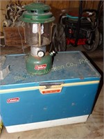 Coleman lantern & vintage cooler