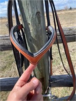 V-BROW WESTERN LEATH BRIDLE W/ SNAFFLE &REINS