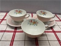 3 CUPS 2 SAUCERS HOMER LAUGHLIN PINK