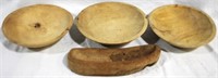 4 Wood Bowls and Tray