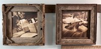 Two Rustic Framed Bundy Carving Photo Prints