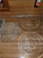3 GLASS PLATTERS -- 2 ARE CHRISTMAS THEMES