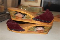 Ladies Wedge Shoes with Wood Carving