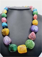 Multi-Colored Agate Necklace Sterling Silver Clasp