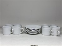 SET OF 8 STRAWBERRY STREET SOLID WHITE TEACUPS
