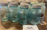 Vintage Blue Quart Mason Jars