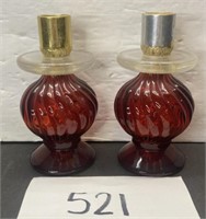 Vintage Avon Ruby Red Candle Holders (2)