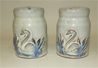 Blue & White Pottery Swan Shakers