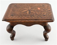 19th Century antique Oak inlaid step stool with