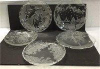 5 Large Holiday Glass Platters M15C