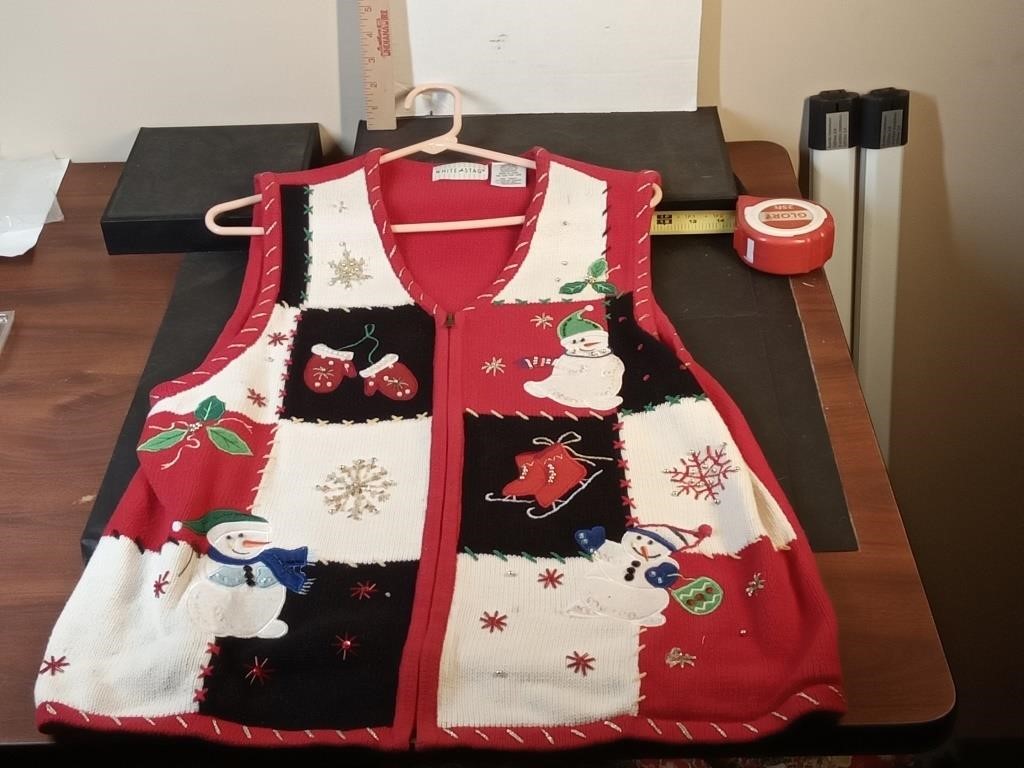 vtg white stag Ugly Christmas sweater vest