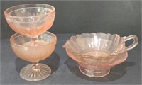Pink Depression Glass Dishes, Sherbet Cups 3" x