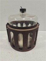 Vintage metal and glass jar