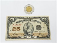Billet de 25¢ du Canada, 1923
