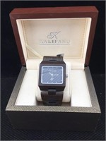 NIB Kalifano Organic Wood Wristwatch