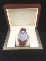 NIB Kalifano Organic Wood Wristwatch