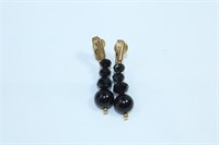 Pair of Black Beads Dangle Earrings