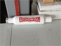 Milk Glass Red Wing flour rolling pin