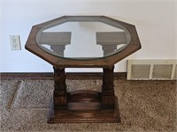 Oak Designer Glass Top Side Table